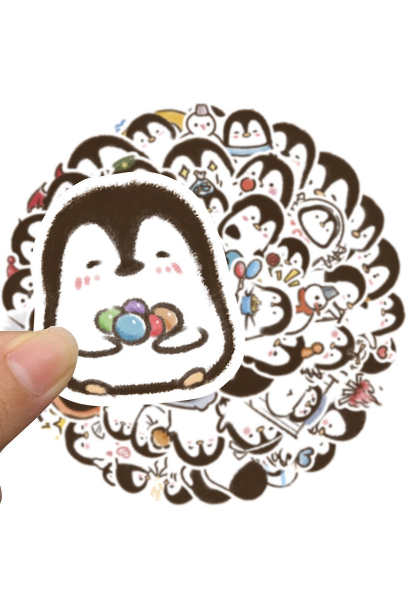 قوس قزح أورينبو 50 قطعة من ملصقات البطريق للمراهقين والأولاد والبنات والأطفال، ملصقات فينيل لطيفة على شكل كرتون، مقاومة للماء لأجهزة الكمبيوتر المحمول والهاتف والتابلت والأمتعة وقوارير المياه والدراجات والسيارات وأجهزة الكمبيوتر المحمولة، مجموعة ملصقات جميلة - Image 5