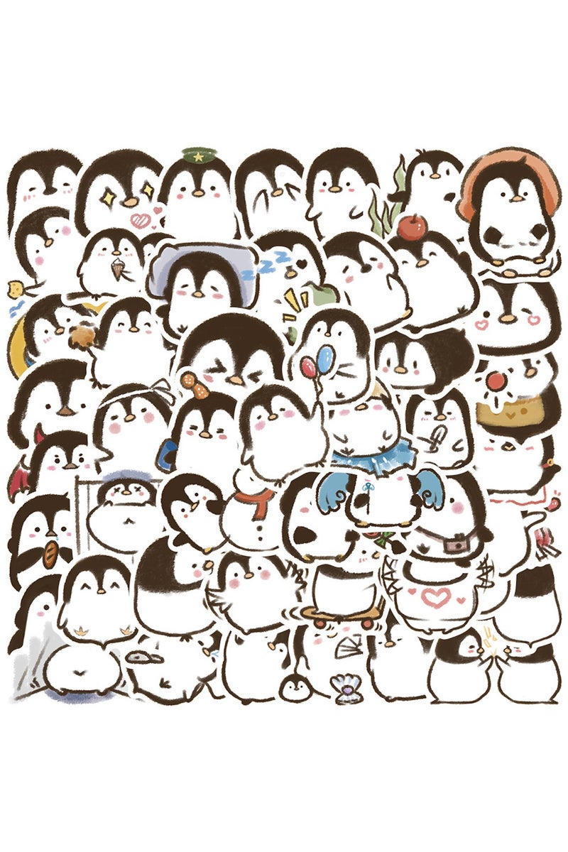 قوس قزح أورينبو 50 قطعة من ملصقات البطريق للمراهقين والأولاد والبنات والأطفال، ملصقات فينيل لطيفة على شكل كرتون، مقاومة للماء لأجهزة الكمبيوتر المحمول والهاتف والتابلت والأمتعة وقوارير المياه والدراجات والسيارات وأجهزة الكمبيوتر المحمولة، مجموعة ملصقات جميلة - Image 1