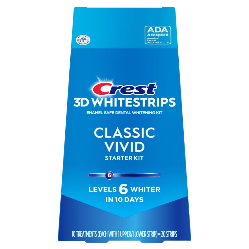 Crest 3D Whitestrips, Classic Vivid, Teeth Whitening Strip Kit, 20 Strips (10 Count Pack) - Image 1