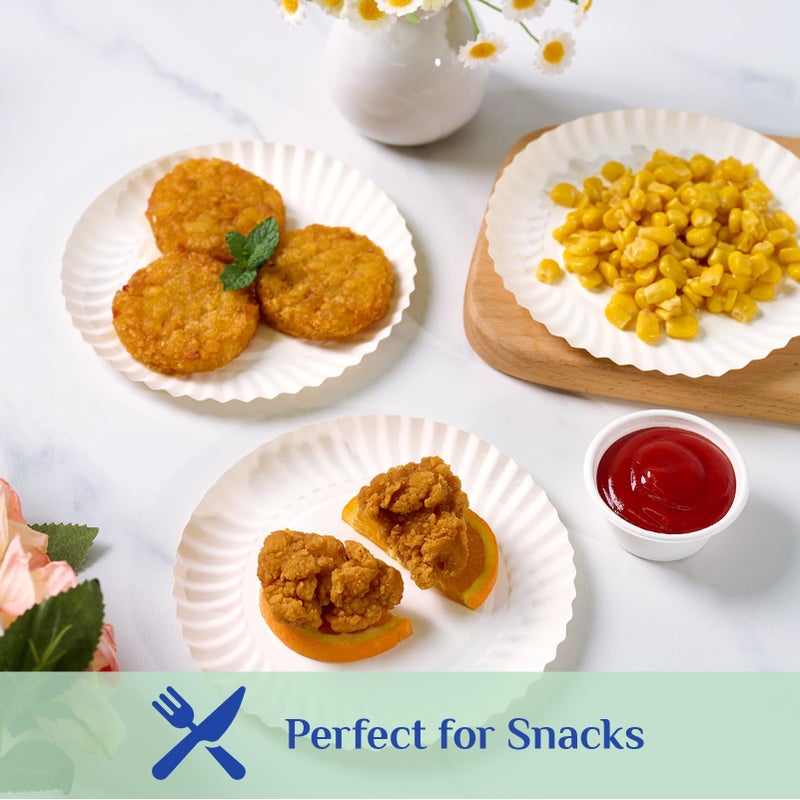 MUCHII 1200 Count 6 Inch Paper Plates, White Uncoated Disposable Dessert Plates for Snacks, Cake, Candy - Image 5