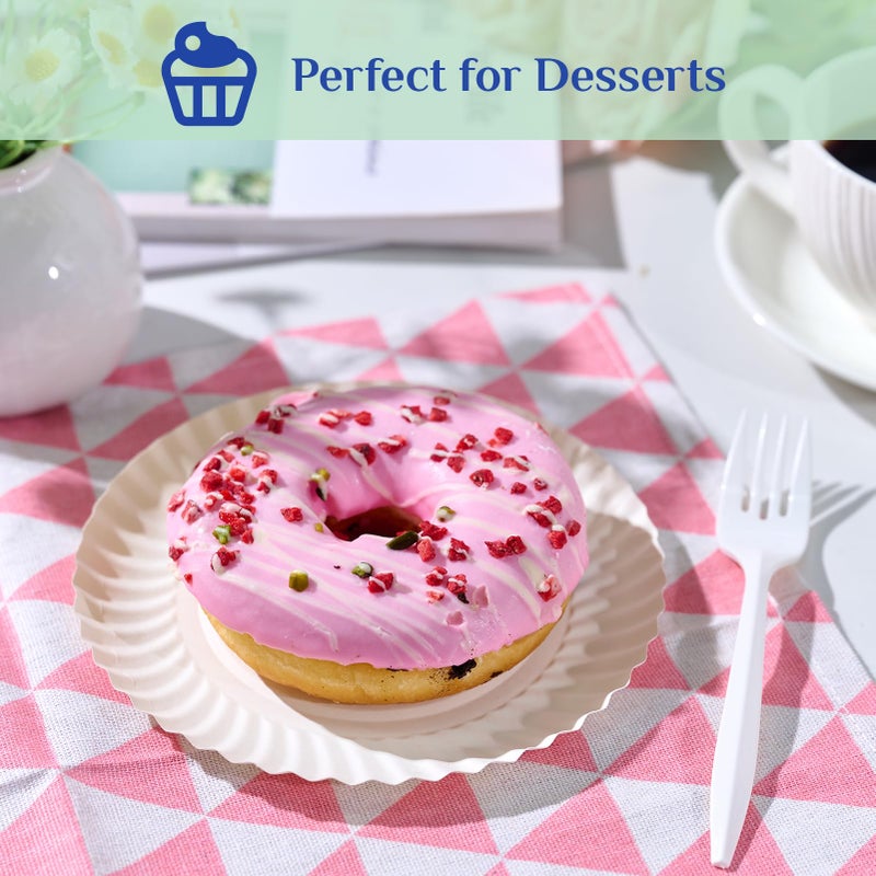 MUCHII 1200 Count 6 Inch Paper Plates, White Uncoated Disposable Dessert Plates for Snacks, Cake, Candy - Image 4