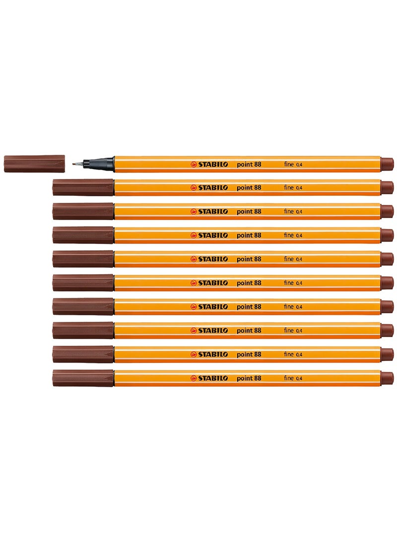 STABILO Fineliner Point 88 in Brown , for Journal Planner , Note , Drawing , Pack of 10 Pens - Image 3