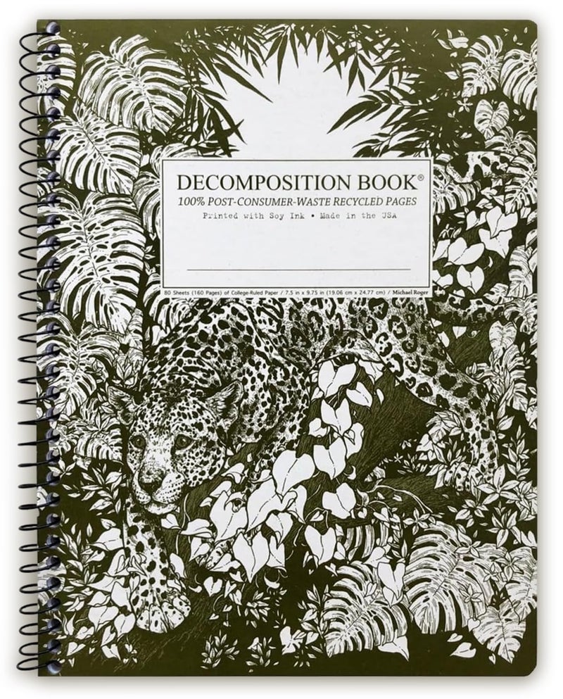 Decomposition Jaguar College Ruled Spiral Notebook - 9.75 x 7.5 Journal with 160 Lined Pages - 100% Recycled Paper - Cute Notebooks for School Supplies, Home & Office - Made in USA - Image 1