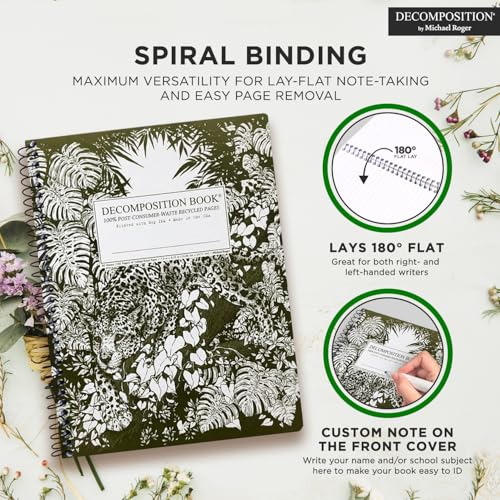 Decomposition Jaguar College Ruled Spiral Notebook - 9.75 x 7.5 Journal with 160 Lined Pages - 100% Recycled Paper - Cute Notebooks for School Supplies, Home & Office - Made in USA - Image 5