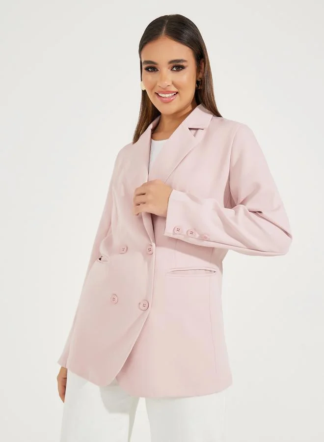 Styli Regular Fit Longline Double Breasted Blazer