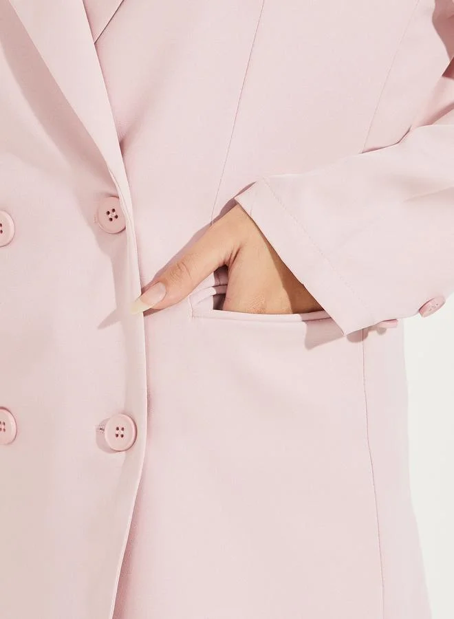 Styli Regular Fit Longline Double Breasted Blazer