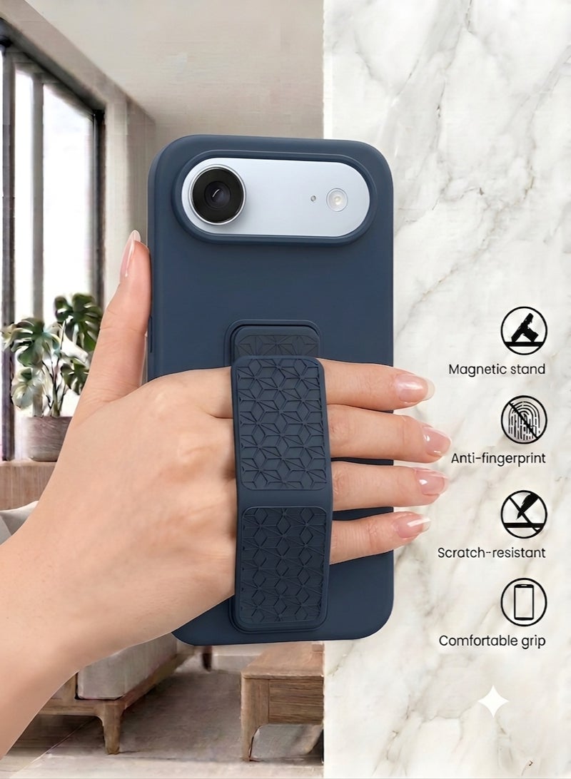 جراب سيليكون لهاتف iPhone 17 Air مزود بحزام تثبيت وحامل (مسند)؛ غطاء ناعم يدعم الوضعين الرأسي والأفقي، مع حماية كاملة للكاميرا، مخصص لهاتف iPhone 17 Air (مقاس 6.5 بوصة). - Image 3