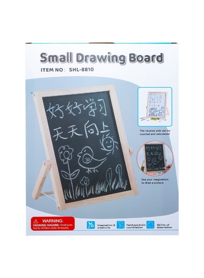 Toy Box Wooden Kids Writing Board, 2 in 1 Wooden Easel with Double Sided Whiteboard & Chalkboard - Image 4