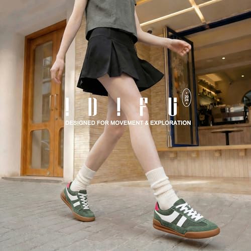IDIFU Olive Green Fashion Sneakers for Women Casual Comfortable Tennis Shoes Ladies Mesh Lace Up Trendy Dress Flat Cute Lightweight Sneakers ShoesOlive 85 - Image 3