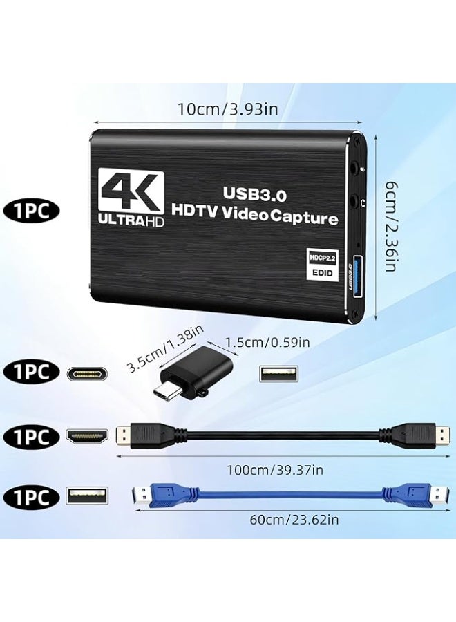 كارت التقاط فيديو وصوت HDMI 4K USB 3.0 | جهاز تسجيل 1080P 30FPS للألعاب والبث المباشر متوافق مع OBS - Image 5