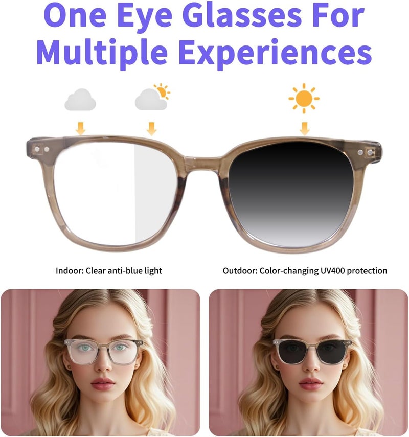 نظارات للنساء الرجال ، نظارات بلوتوث مع عدسات فوتوكروميك مساعد صوتي للتحكم باللمس للتصوير الفوتوغرافي عن بعد الصوتي الواضح ، الإطار الشفاف والساقين البيضاء ، مثالية للداخل والخارج - Image 5