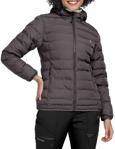 Little Donkey Andy Women's Lightweight Puffer Jacket Hooded Windproof Winter Coat Coffee Heather S - Image 1