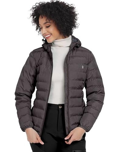 Little Donkey Andy Women's Lightweight Puffer Jacket Hooded Windproof Winter Coat Coffee Heather S - Image 3
