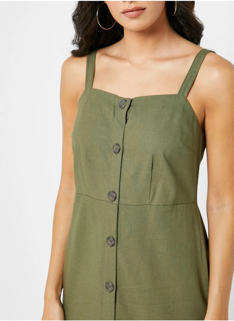Cotton On Button Through Square Neck Dress