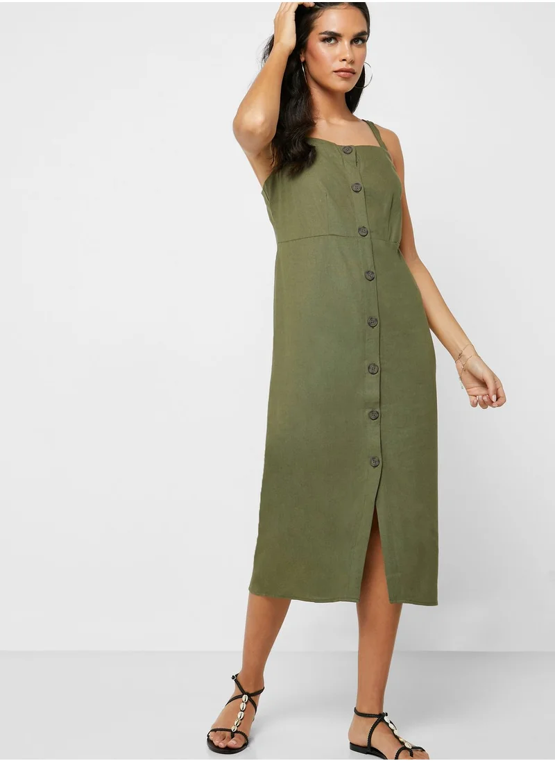 Cotton On Button Through Square Neck Dress