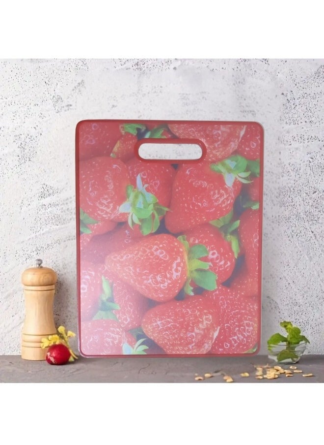 Generic - Plastic cutting board with handle 37*30cm (red - different shapes) - Image 1