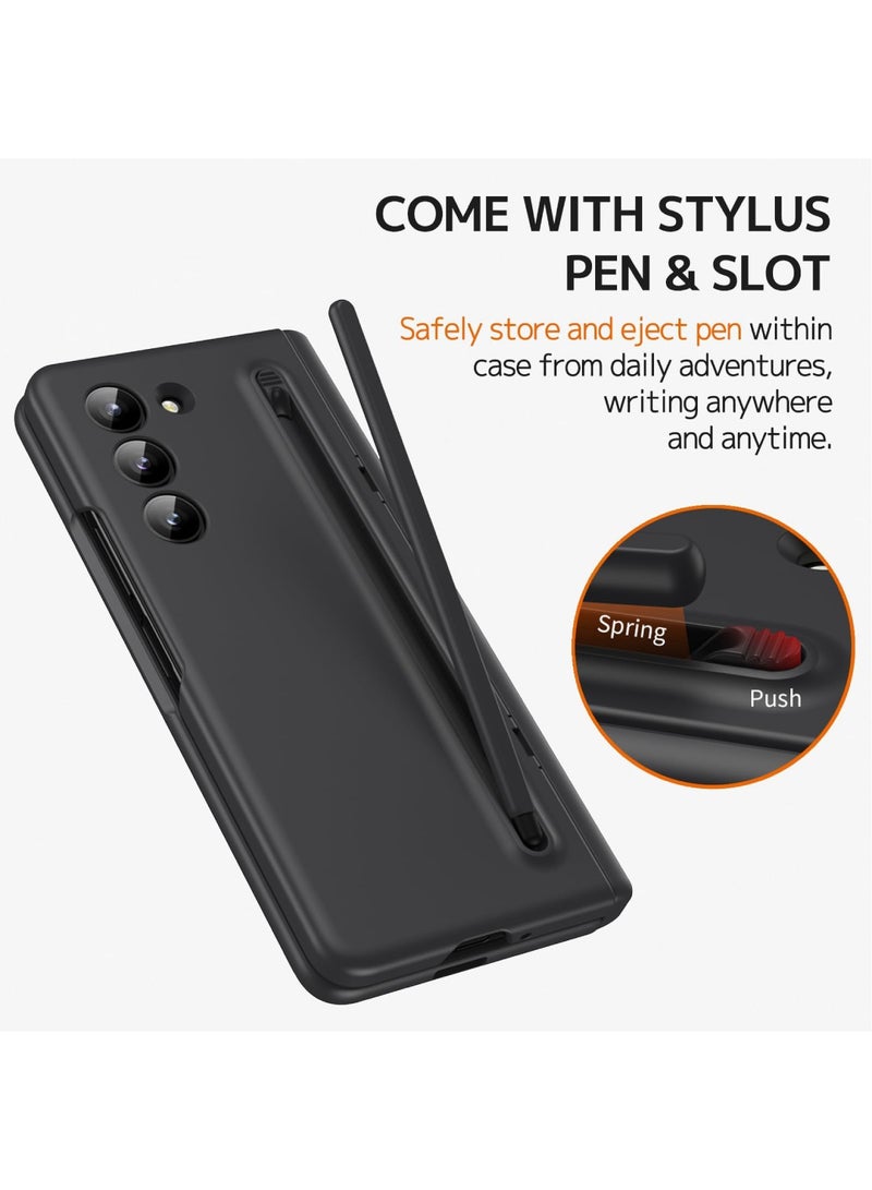 Case for Samsung Galaxy Z Fold 7 Phone Case with Pen Holder and Pen, Hinge Protection, Built-in Screen Protector and Kickstand Protection, Shockproof and Anti-Fingerprint Phone Case (Black) - Image 2