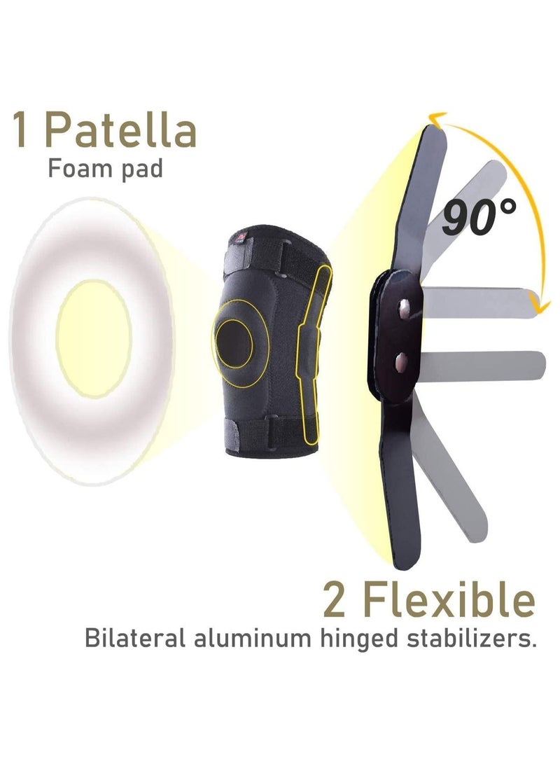 SYOSI دعامة ركبة رياضية، دعامة ركبة بمفصلات من الألومنيوم قابلة للإزالة، دعامة ركبة قابلة للتعديل مثالية للرياضة للرجال والنساء - Image 4