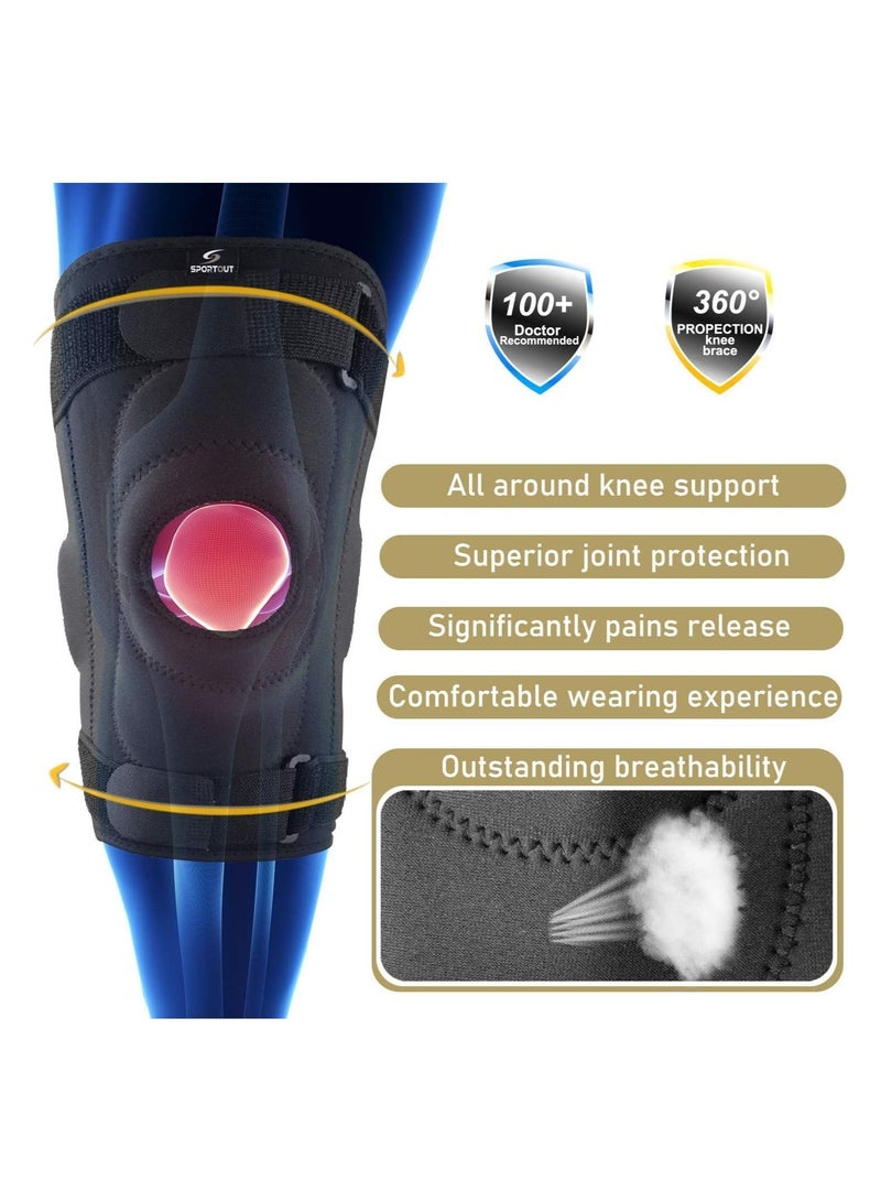 SYOSI دعامة ركبة رياضية، دعامة ركبة بمفصلات من الألومنيوم قابلة للإزالة، دعامة ركبة قابلة للتعديل مثالية للرياضة للرجال والنساء - Image 2