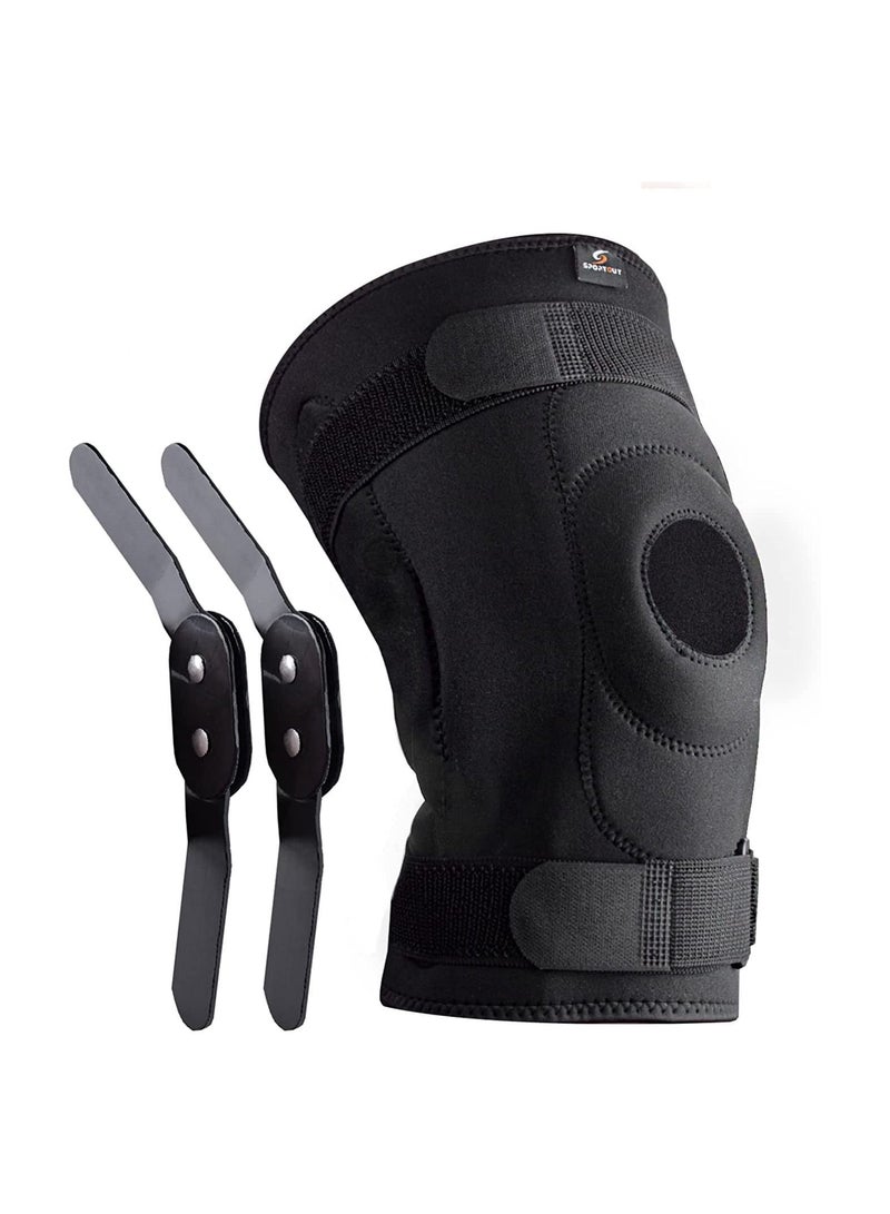 SYOSI دعامة ركبة رياضية، دعامة ركبة بمفصلات من الألومنيوم قابلة للإزالة، دعامة ركبة قابلة للتعديل مثالية للرياضة للرجال والنساء - Image 1