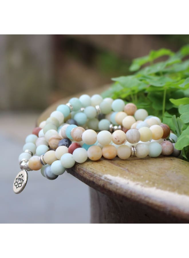 سوار GVUSMIL 8 مم من 108 حبات مالا ملفوفة لسوار اليوغا السحري مجوهرات من الأحجار الكريمة الطبيعية للنساء والرجال، متعدد الألوان - Image 2