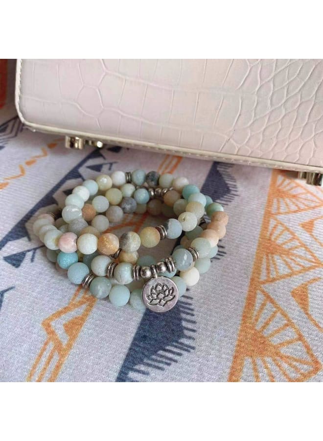 سوار GVUSMIL 8 مم من 108 حبات مالا ملفوفة لسوار اليوغا السحري مجوهرات من الأحجار الكريمة الطبيعية للنساء والرجال، متعدد الألوان - Image 3