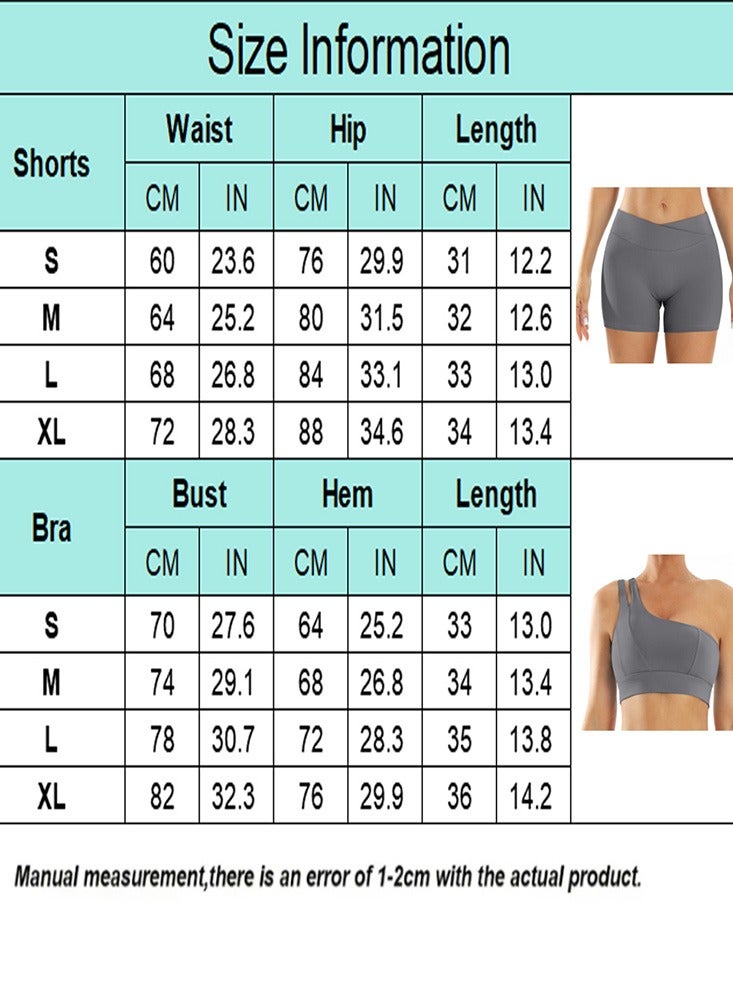 general Workout Sets for Women Crossover High Waist Biker Shorts One Shoulder Sports Bra 2 Piece Gym Yoga Outfits - Image 5