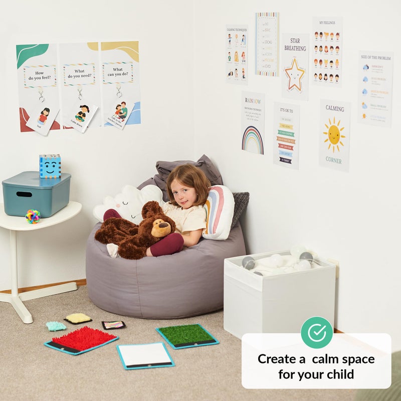 ODOXIA Calm Down Corner | Classroom and Special Education Must Haves | Calming Corner Items for Kids | Calming Corner Kit with Sensory Mats, Posters, Solutions Wall, Sensory Toys - Image 2