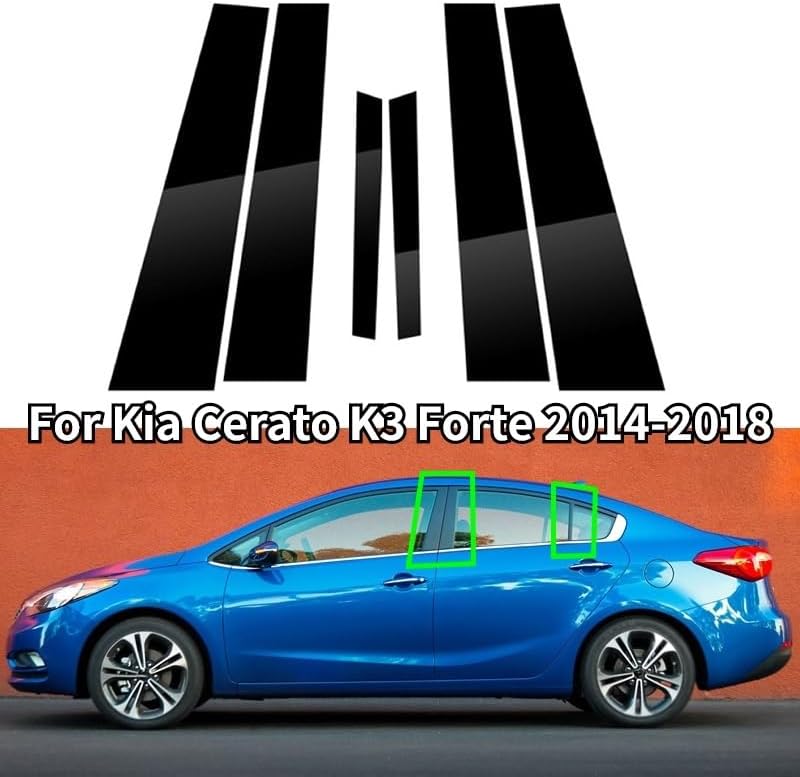 DEMULAX 6Pcs Glossy Black Pillar Posts for Kia Cerato K3 Forte - Image 4