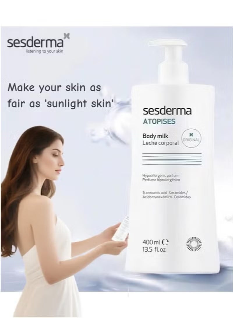 SeSDERMA ATOPISES Body Milk 13.5 fl. oz. - Brightening and Moisturizing Lotion for Dry Skin types, whitening body lotion with Niacinamide, Ceramide, Tranexamic Acid - Image 2