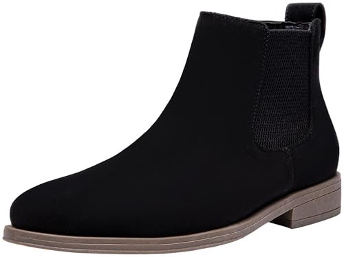 Jousen Men's Chelsea Boots Casual Suede Fall Ankle Boots Simple Style Boots for Men Size 11 (AMY658A Black 11) - Image 1