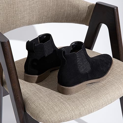 Jousen Men's Chelsea Boots Casual Suede Fall Ankle Boots Simple Style Boots for Men Size 11 (AMY658A Black 11) - Image 3