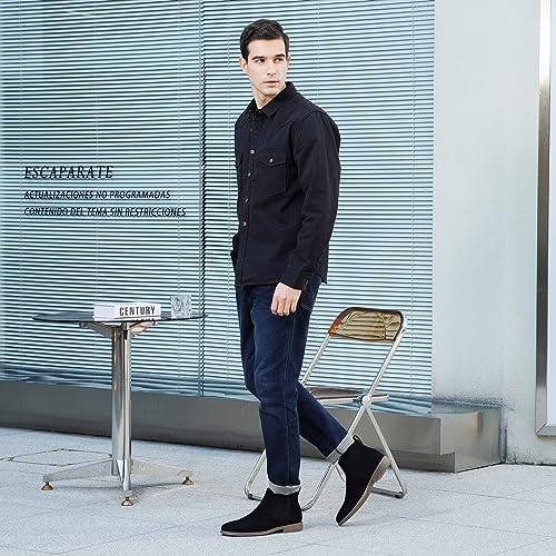 Jousen Men's Chelsea Boots Casual Suede Fall Ankle Boots Simple Style Boots for Men Size 11 (AMY658A Black 11) - Image 2