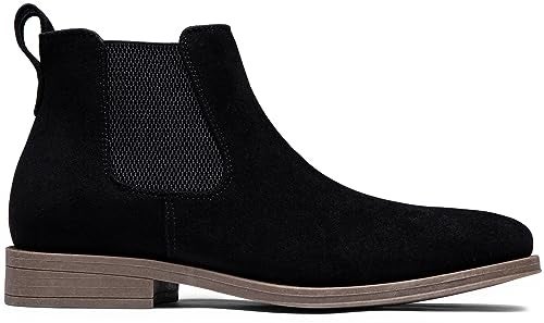 Jousen Men's Chelsea Boots Casual Suede Fall Ankle Boots Simple Style Boots for Men Size 11 (AMY658A Black 11) - Image 5