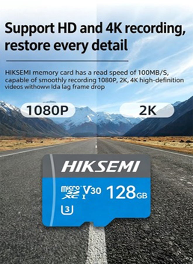 HIKSEMI 128GB Micro SDXC TF Card, V30 U3 Dash Cam Endurance Memory Card, Max 100MB/s Read Speed, Waterproof Shockproof Micro SD Card for Car DVR, 4K HD Dash Camera & 24/7 Surveillance Recording - Image 1
