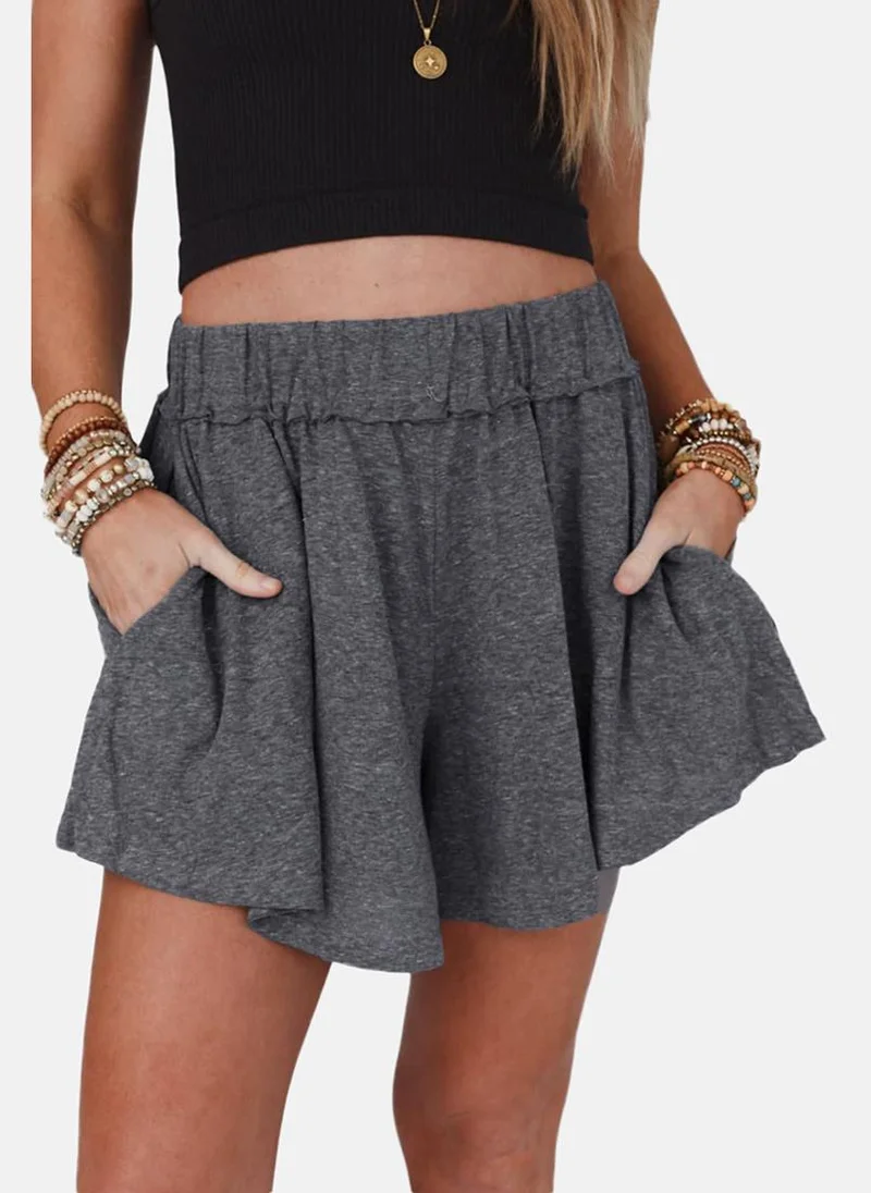 YUNIQEE Grey Plain Casual Shorts