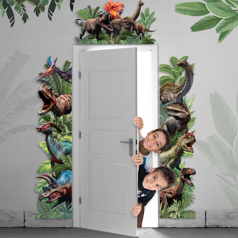 Tiamon 3 Pcs Dinosaur Door Decorations Dino Porch Banner Dinosaur Birthday Party Backdrop Jungle Safari Hanging Decorations Photo Booth Props Supplies for Window Wall Baby Shower, 72.8 x 35.4 in - Image 5