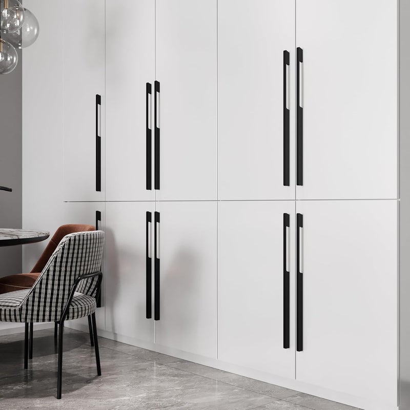 LAPO مقبض خزانة LAPO 2 حزمة 24 بوصة مقبض سحب طويل مع قبضة مريحة مقبض ألمنيوم لمطبخ غرفة نوم مكتب خزانة خزانة مع براغي أسود 600 مم 24 بوصة MOH - Image 2