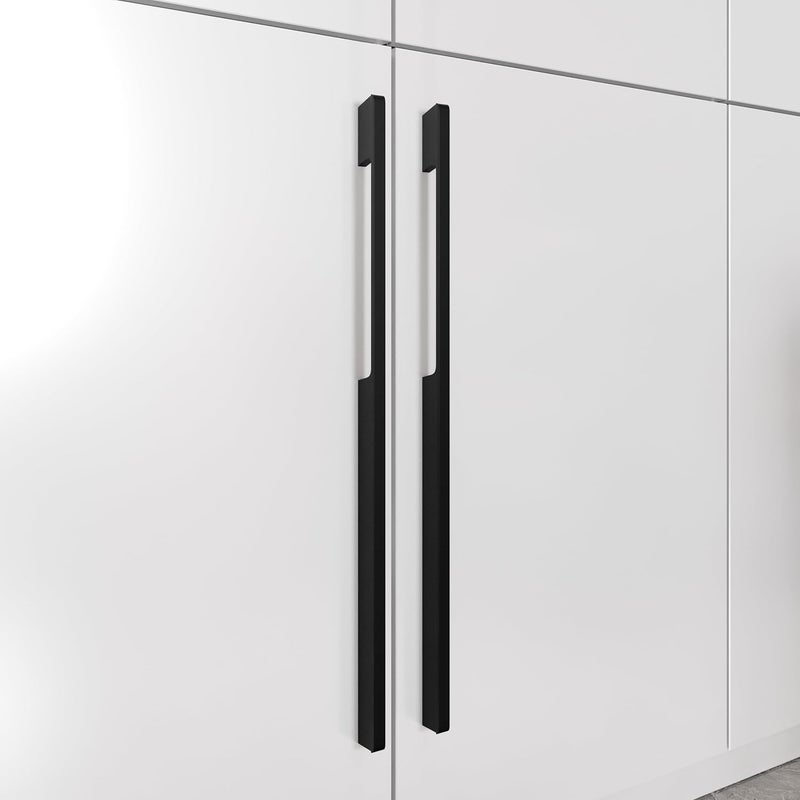 LAPO مقبض خزانة LAPO 2 حزمة 24 بوصة مقبض سحب طويل مع قبضة مريحة مقبض ألمنيوم لمطبخ غرفة نوم مكتب خزانة خزانة مع براغي أسود 600 مم 24 بوصة MOH - Image 1