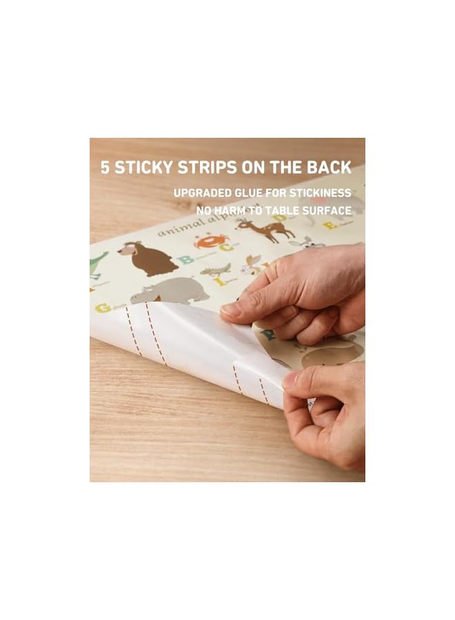 Disposable Stick-on Placemats 40 Pack for Baby u0026 Kids u0026 Toddler, Sticky Placemats Restaurant Table Mats 12 x 18 (Animal Alphabet) - Image 4
