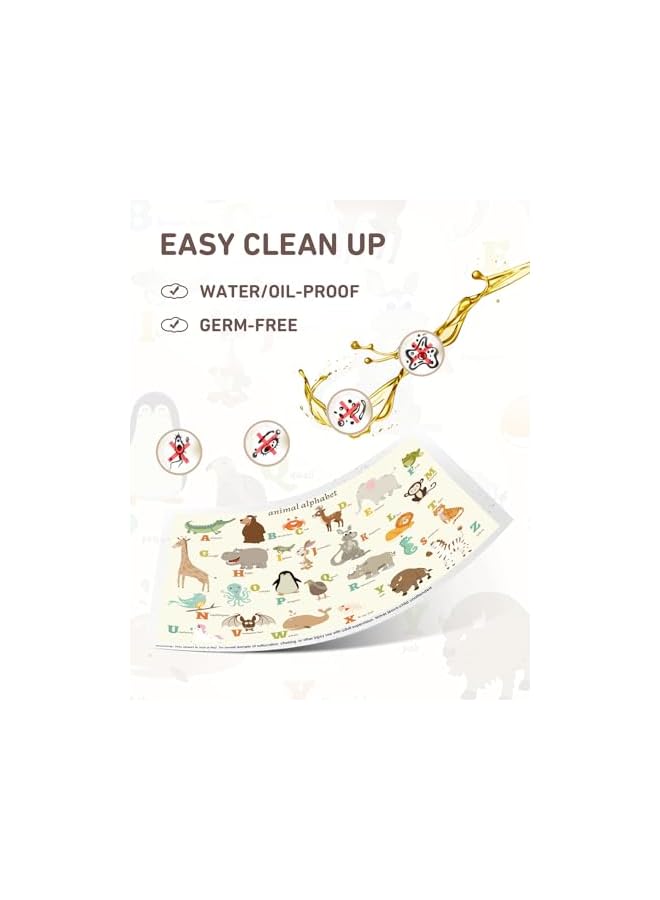 Disposable Stick-on Placemats 40 Pack for Baby u0026 Kids u0026 Toddler, Sticky Placemats Restaurant Table Mats 12 x 18 (Animal Alphabet) - Image 3