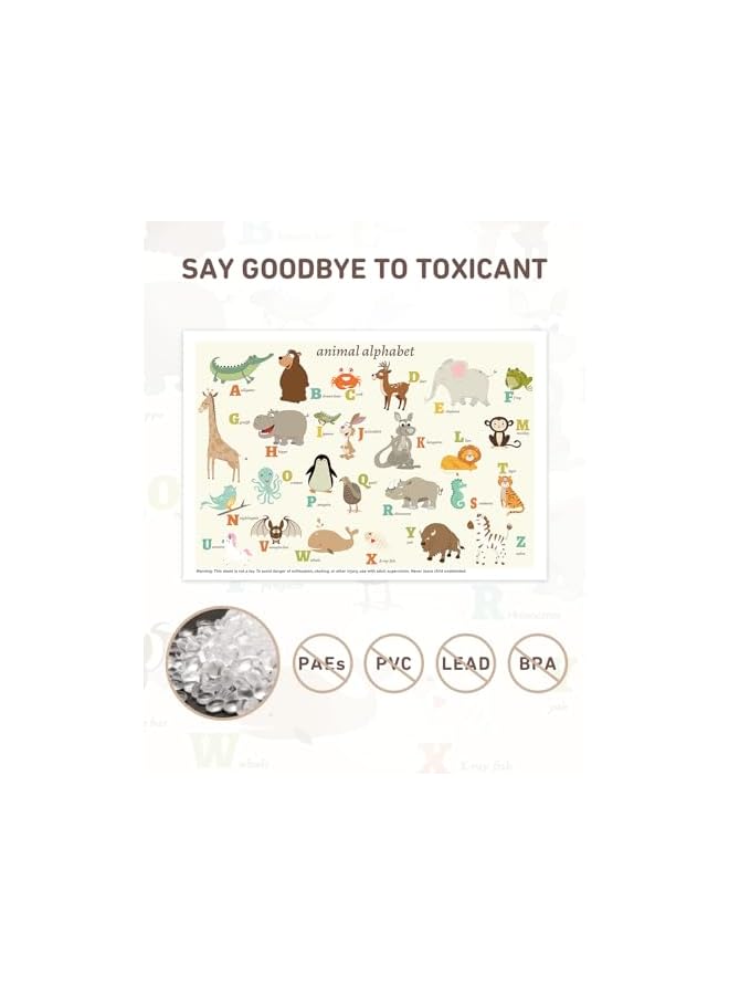 Disposable Stick-on Placemats 40 Pack for Baby u0026 Kids u0026 Toddler, Sticky Placemats Restaurant Table Mats 12 x 18 (Animal Alphabet) - Image 2