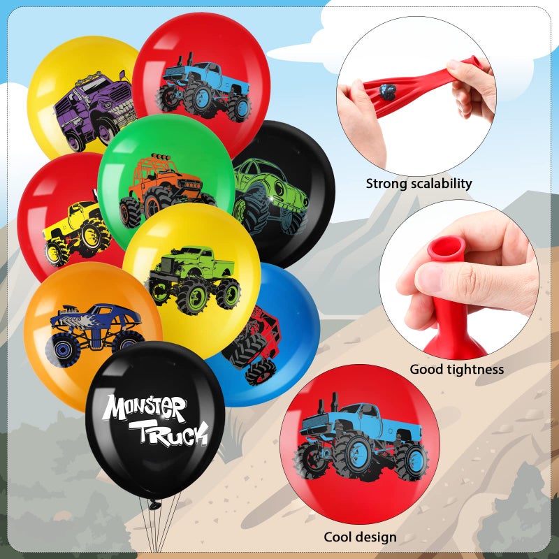 Aoriher 36 Pcs Truck Balloons Party Decorations 12 Inch Colorful Truck Theme Latex Balloon Bouquet for Kids Girls Boys Baby Shower Wedding Birthday Party Supplies (Classic) - Image 3