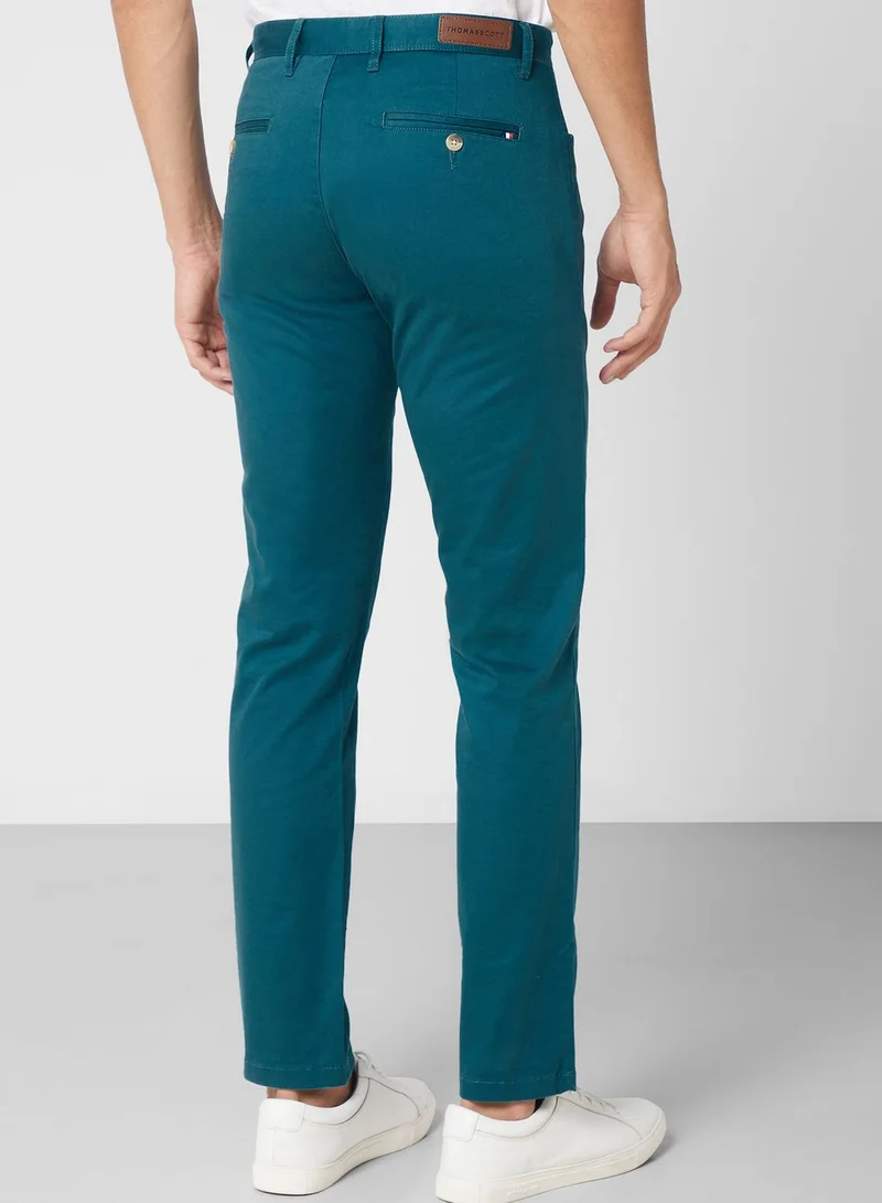 Thomas Scott Men Blue Easy Wash Regular Fit Sustainable Chinos Trousers