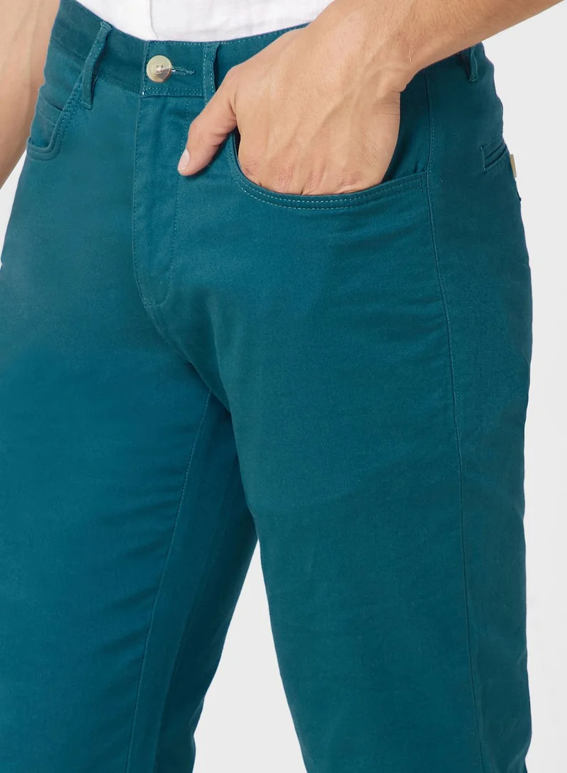 Thomas Scott Men Blue Easy Wash Regular Fit Sustainable Chinos Trousers