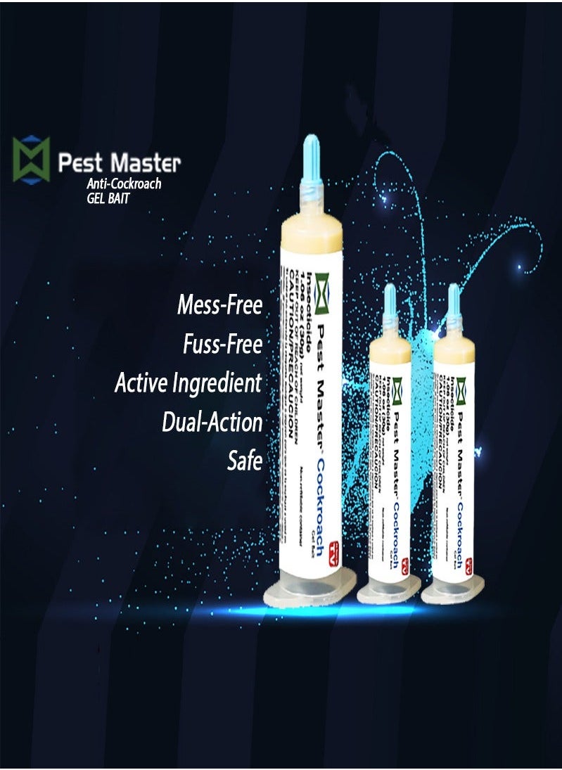 Pest Master - Pest Master Cockroach Gel Bait, 3 Tubes x 30grams, German Roach Insect Pest Control, Indoor and Outdoor Use, Roach Killer Gel - Image 1