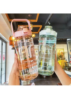 Arabest 2L Large Capacity Water Bottle, Portable Plastic Water Bottle, Sports Water Bottle, With a Pop-Up Lid and Time Mark Reminder Cream Cup, Used for Outdoor Sports and Fitness-Green  - Image 4
