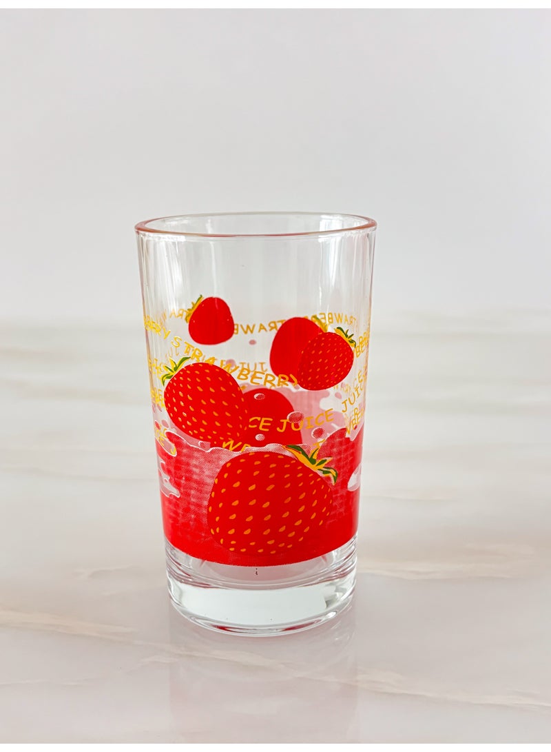 يولولاند طقم أكواب زجاجية مطبوعة بنقشة زهور الفراولة الرائعة، مكون من 7 قطع - إبريق ماء بارد و6 أكواب، مثالي للتجمعات المنزلية والنزهات، مثالي للمياه المبردة والعصير والحليب والمزيد - Image 3