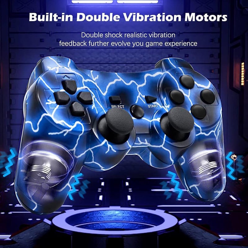 Degulan PS3 Controller Wireless, Gaming Remote Joystick for Playstation 3 with Charger Cable Cord (BlueFlash and PurpleSky) - Image 4
