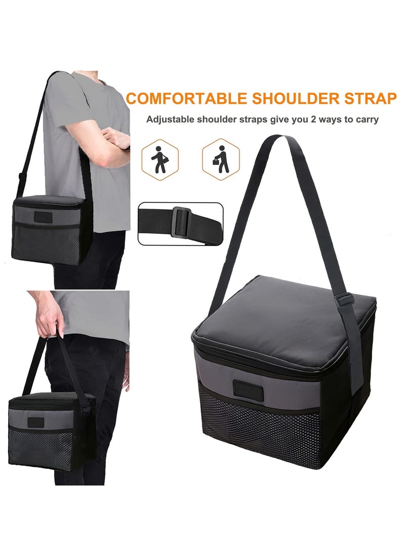 SYOSI - SYOSI Lunch Bag for Women and Men, 5L Large Capacity Insulated Lunch Bag Waterproof Dual Compartment Lunch Bag Portable Reusable Thermal Lunch Bag for Work, Picnic, Travel (Grey) - Image 1